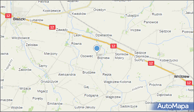 mapa Bliźniew, Bliźniew na mapie Targeo