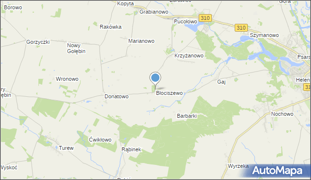 mapa Błociszewo, Błociszewo na mapie Targeo