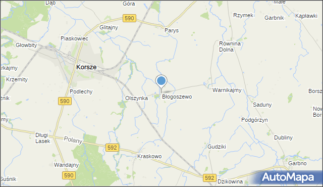 mapa Błogoszewo, Błogoszewo na mapie Targeo