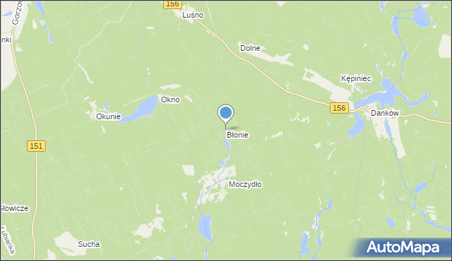 mapa Błonie, Błonie gmina Barlinek na mapie Targeo