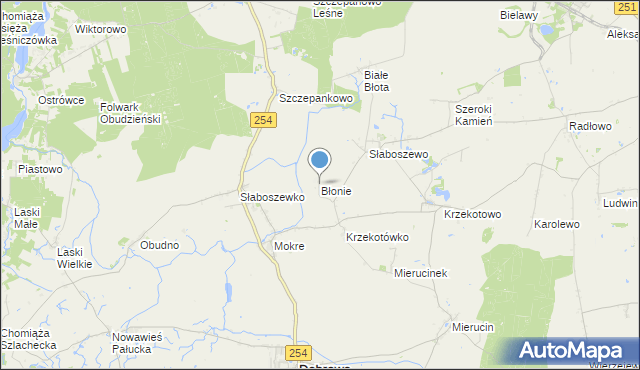 mapa Błonie, Błonie gmina Dąbrowa na mapie Targeo