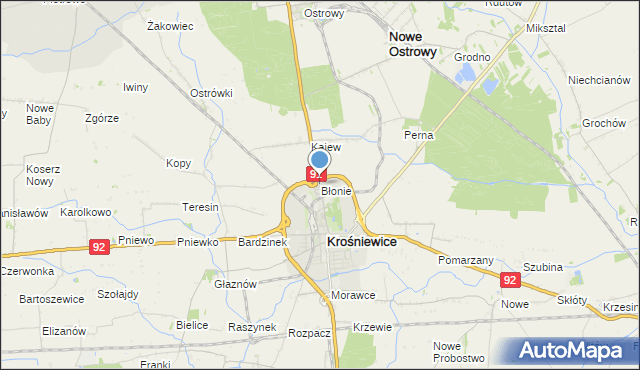 mapa Błonie, Błonie gmina Krośniewice na mapie Targeo