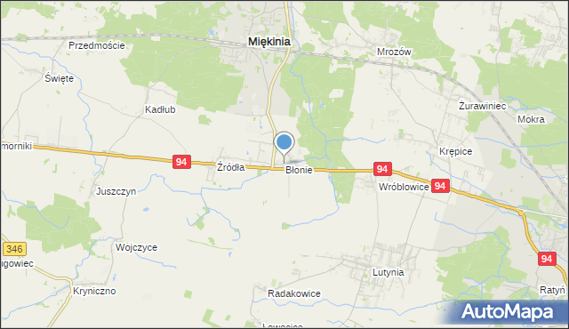 mapa Błonie, Błonie gmina Miękinia na mapie Targeo