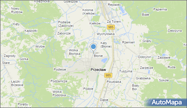 mapa Błonie, Błonie gmina Przecław na mapie Targeo