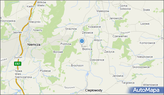 mapa Błotnica, Błotnica gmina Kondratowice na mapie Targeo