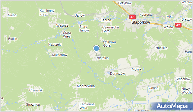 mapa Błotnica, Błotnica gmina Stąporków na mapie Targeo