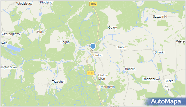 mapa Błotno, Błotno gmina Nowogard na mapie Targeo