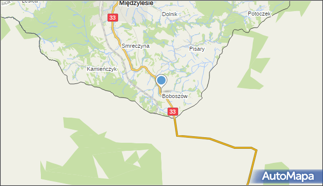 mapa Boboszów, Boboszów na mapie Targeo