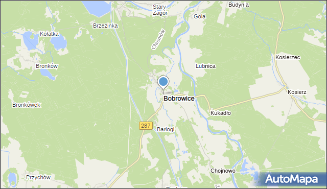 mapa Bobrowice, Bobrowice powiat krośnieński na mapie Targeo