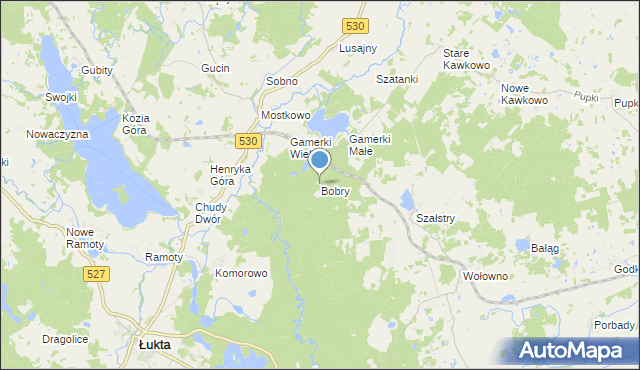 mapa Bobry, Bobry gmina Jonkowo na mapie Targeo