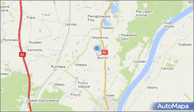 mapa Bochlin, Bochlin gmina Nowe na mapie Targeo