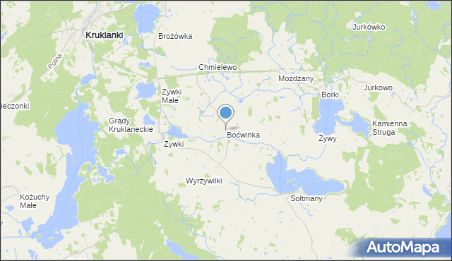 mapa Boćwinka, Boćwinka gmina Kruklanki na mapie Targeo