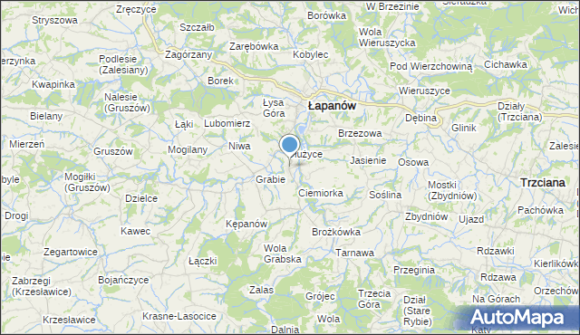 mapa Boczów, Boczów gmina Łapanów na mapie Targeo