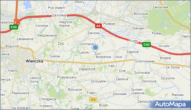 mapa Bodzanów, Bodzanów gmina Biskupice na mapie Targeo