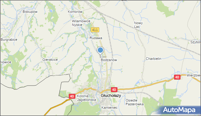mapa Bodzanów, Bodzanów gmina Głuchołazy na mapie Targeo