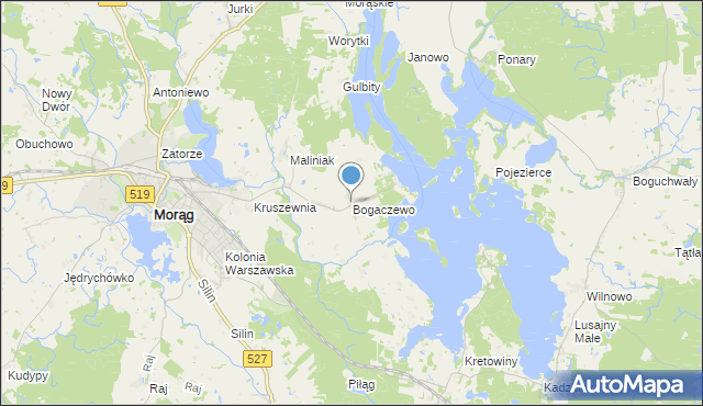 mapa Bogaczewo, Bogaczewo gmina Morąg na mapie Targeo