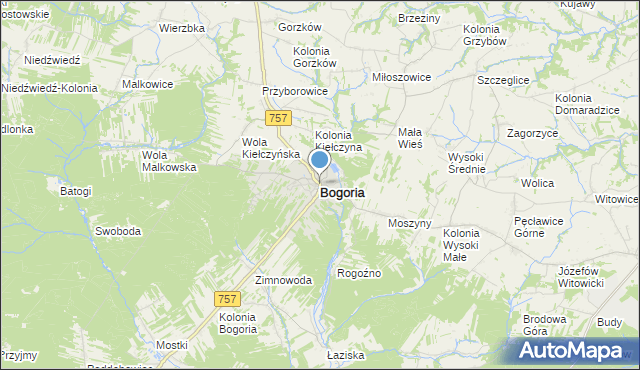 mapa Bogoria, Bogoria powiat staszowski na mapie Targeo