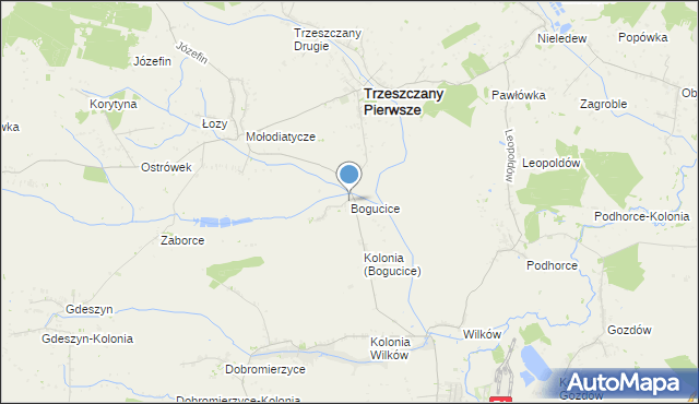 mapa Bogucice, Bogucice gmina Trzeszczany na mapie Targeo