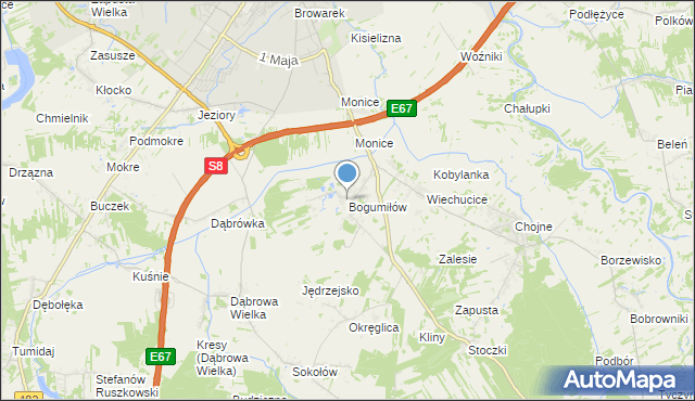 mapa Bogumiłów, Bogumiłów gmina Sieradz na mapie Targeo