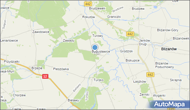 mapa Bogusław, Bogusław gmina Gołuchów na mapie Targeo