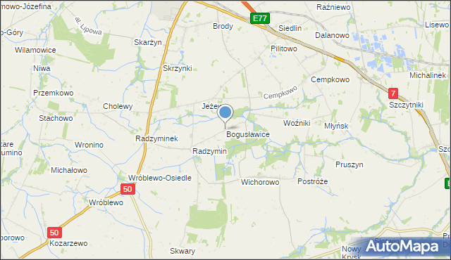 mapa Bogusławice, Bogusławice gmina Płońsk na mapie Targeo