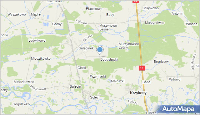 mapa Bogusławki, Bogusławki gmina Krzykosy na mapie Targeo