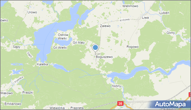 mapa Boguszewo, Boguszewo gmina Miłomłyn na mapie Targeo