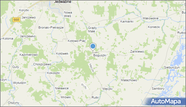mapa Boguszki, Boguszki gmina Wizna na mapie Targeo
