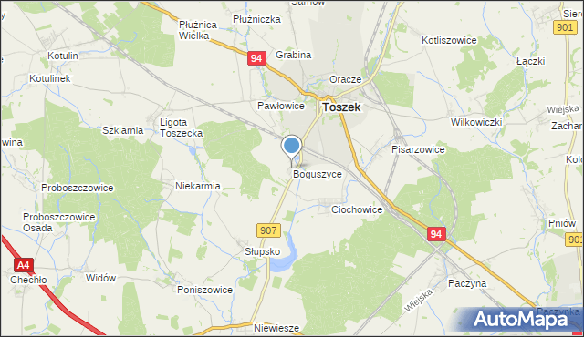 mapa Boguszyce, Boguszyce gmina Toszek na mapie Targeo