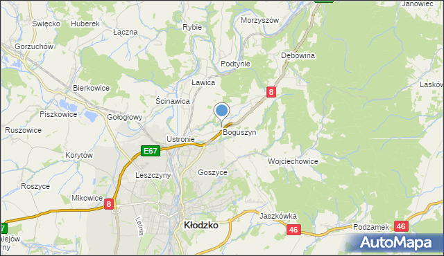 mapa Boguszyn, Boguszyn gmina Kłodzko na mapie Targeo