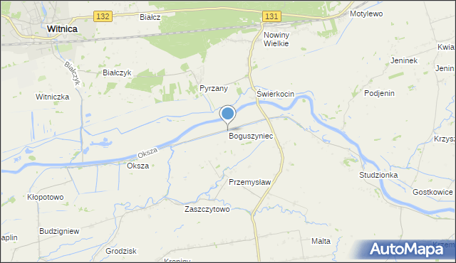 mapa Boguszyniec, Boguszyniec gmina Witnica na mapie Targeo