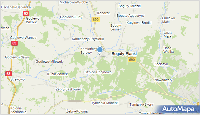 mapa Boguty-Żurawie, Boguty-Żurawie na mapie Targeo