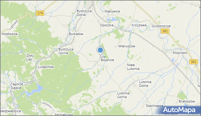 mapa Bojanice, Bojanice gmina Świdnica na mapie Targeo