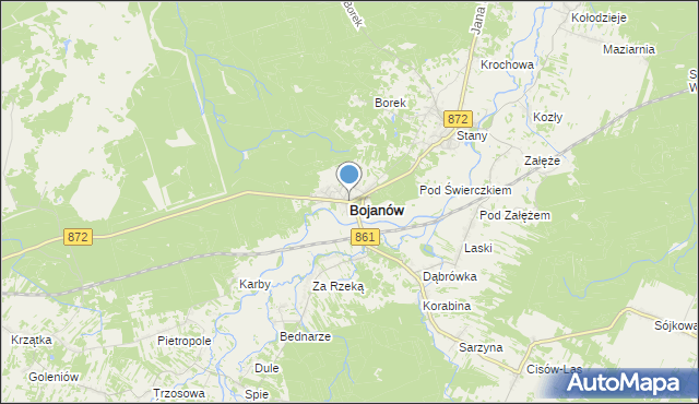 mapa Bojanów, Bojanów powiat stalowowolski na mapie Targeo