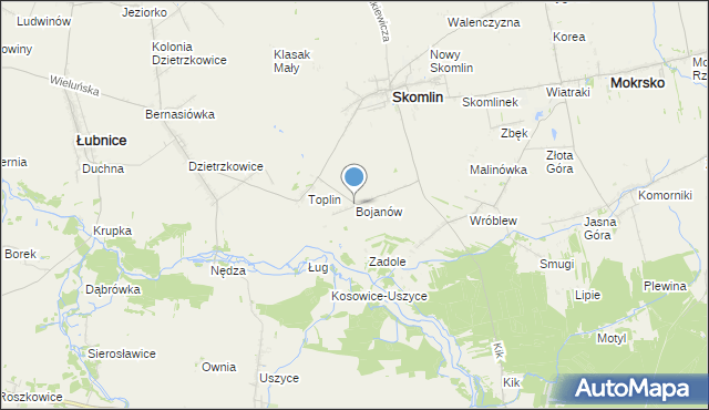 mapa Bojanów, Bojanów gmina Skomlin na mapie Targeo