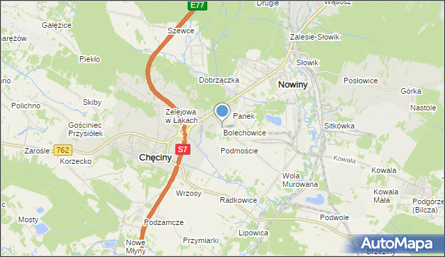 mapa Bolechowice, Bolechowice gmina Sitkówka-Nowiny na mapie Targeo