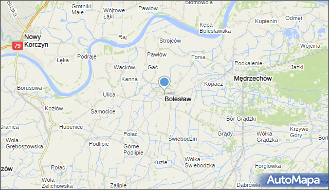 mapa Bolesław, Bolesław powiat dąbrowski na mapie Targeo