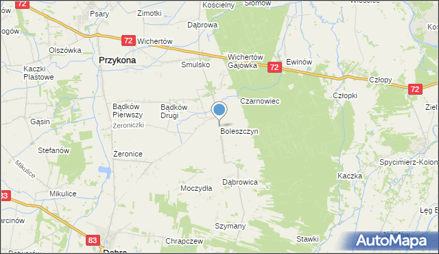 mapa Boleszczyn, Boleszczyn na mapie Targeo