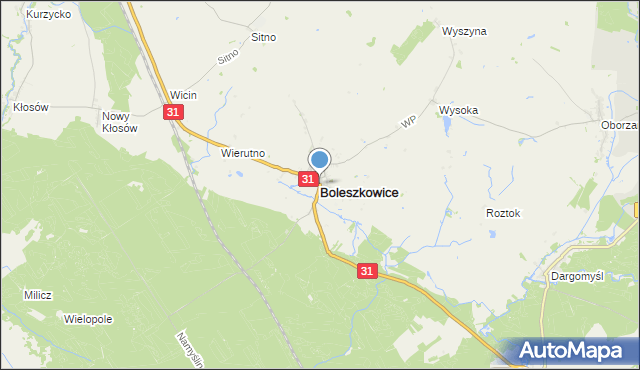 mapa Boleszkowice, Boleszkowice powiat myśliborski na mapie Targeo