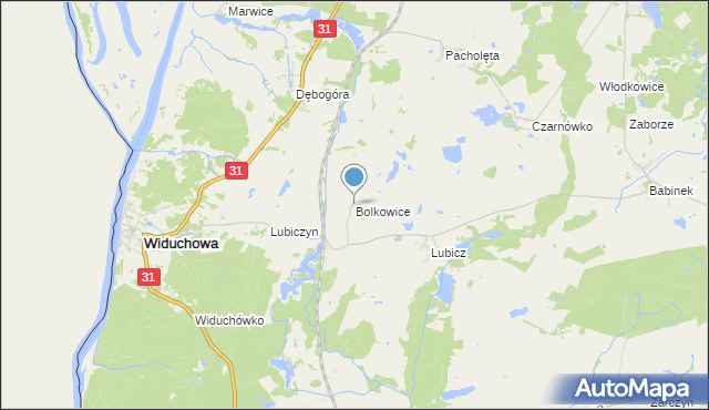 mapa Bolkowice, Bolkowice gmina Widuchowa na mapie Targeo