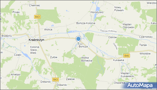mapa Bończa, Bończa gmina Kraśniczyn na mapie Targeo