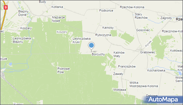 mapa Borcuchy, Borcuchy gmina Rzeczniów na mapie Targeo