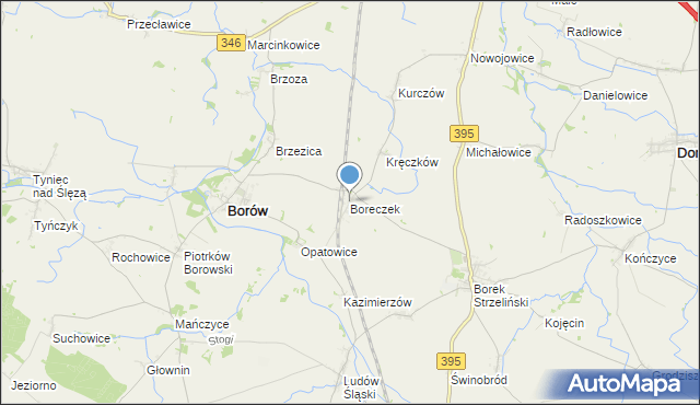 mapa Boreczek, Boreczek gmina Borów na mapie Targeo