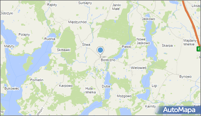 mapa Boreczno, Boreczno na mapie Targeo