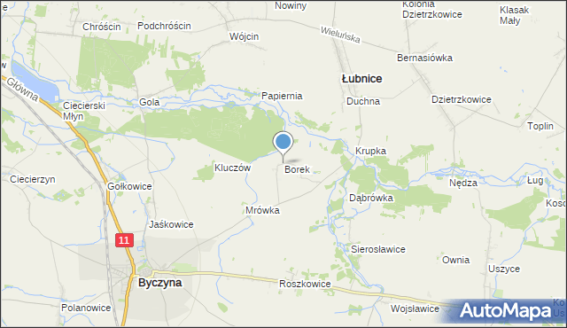 mapa Borek, Borek gmina Byczyna na mapie Targeo