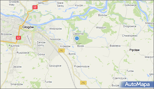 mapa Borek, Borek gmina Głogów na mapie Targeo