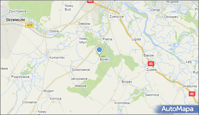 mapa Borek, Borek gmina Krapkowice na mapie Targeo
