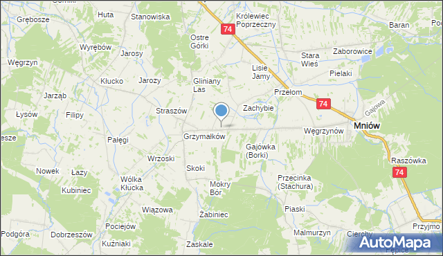 mapa Borki, Borki gmina Mniów na mapie Targeo