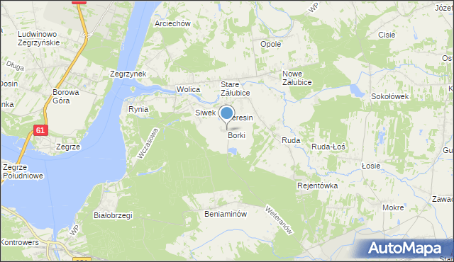mapa Borki, Borki gmina Radzymin na mapie Targeo