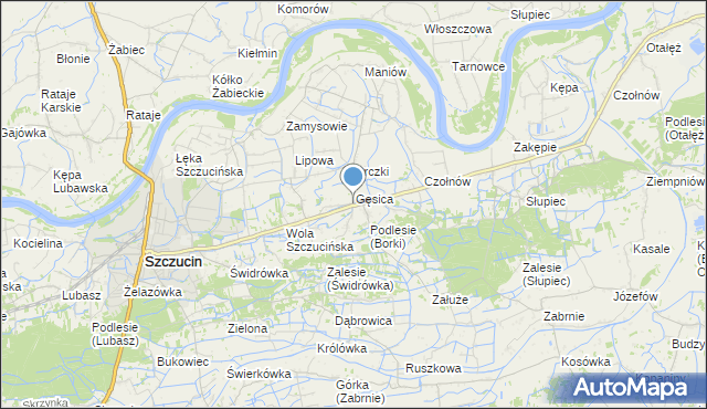 mapa Borki, Borki gmina Szczucin na mapie Targeo